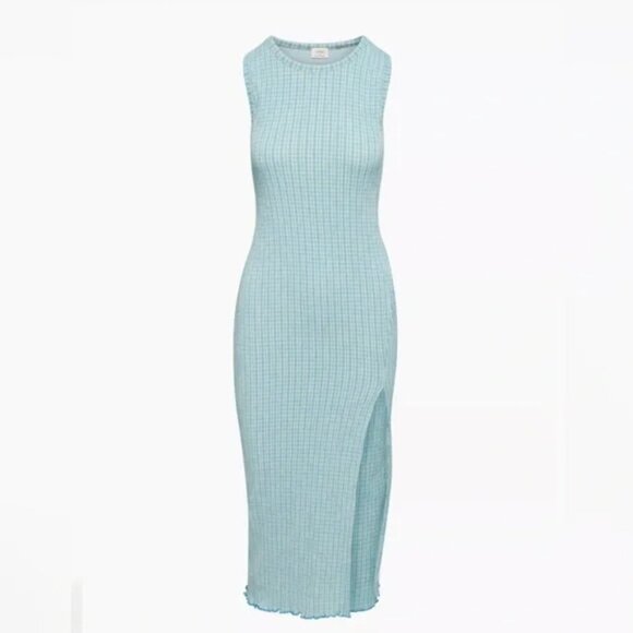 Aritzia Wilfred Verona Gingham Sleeveless Midi Dress Blue Green Size Medium - Picture 3 of 10